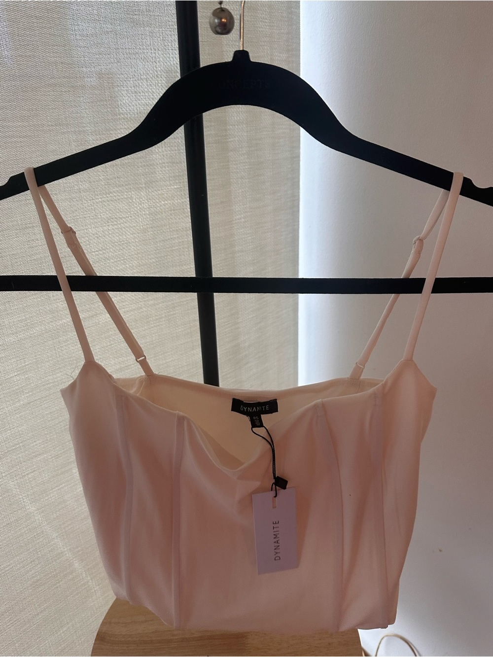 Dynamite Blush Satin Camisole with Adjustable Straps